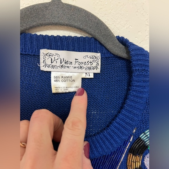 VINTAGE 80s Vivien Forest Jeweled and Beaded Sweater Size medium - Picture 6 of 9